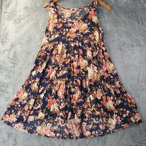 American Eagle Women’s S Floral Dress Navy Pink Sleeveless Boho‎ Cottagecore